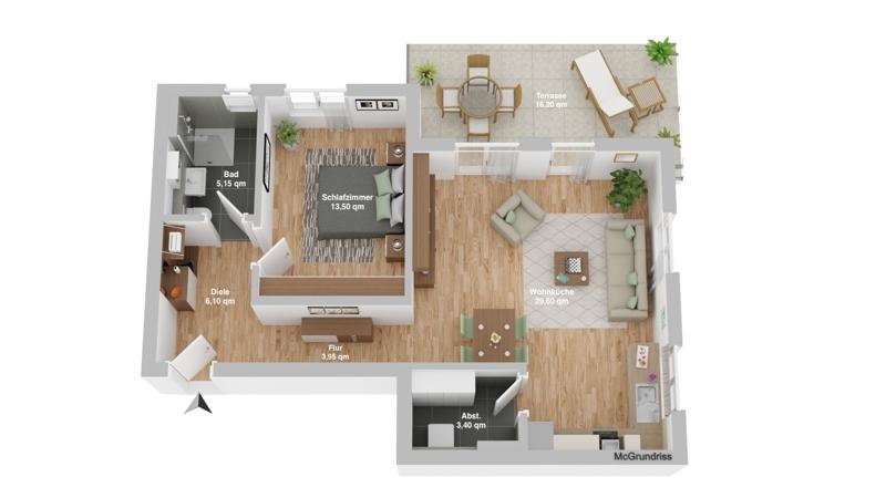 Erdgeschoßwohnung Lüneburg Goseburg-Zeltberg - 2 Zimmer, 70 m&sup2;, 1.150&euro; | Angebot:26004693