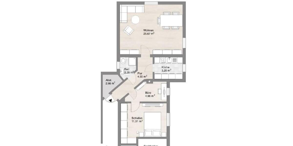 Möblierte 2,5 Zimmer-Dachgeschoss-Wohnung am Bergpark 2.5 zimmer