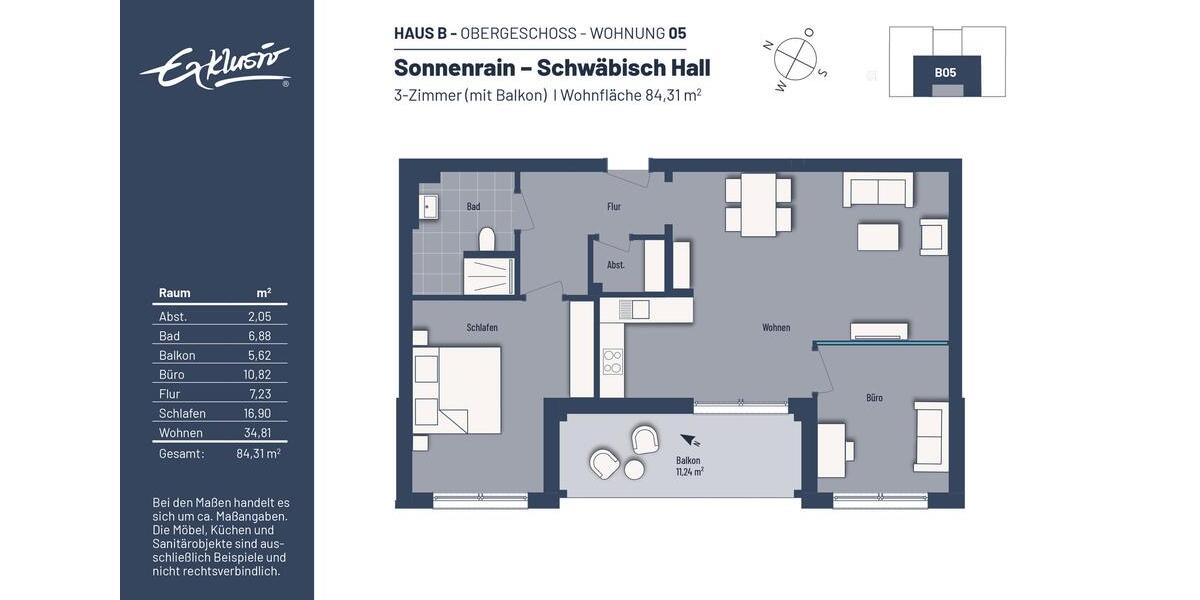 Erdgeschoßwohnung Schwäbisch Hall - 2 Zimmer, 85 m&sup2;, 1.150&euro; | Angebot:25987145