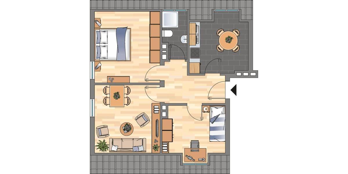 Dachgeschoßwohnung Wilhelmshaven Aldenburg - 3 Zimmer, 55 m&sup2;, 379&euro; | Angebot:26638051