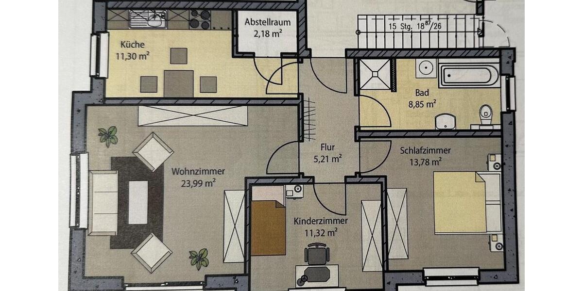 Etagenwohnung Greifswald - 3 Zimmer, 78 m&sup2;, 1.045&euro; | Angebot:25119072