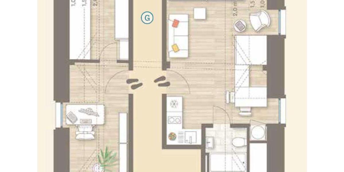 Etagenwohnung Bamberg Am Bruderwald - 2 Zimmer, 38 m&sup2;, 600&euro; | Angebot:26533454