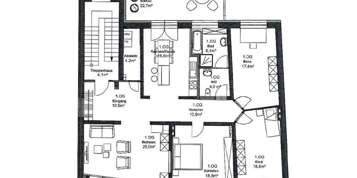 Etagenwohnung Lage - 4 Zimmer, 138 m&sup2;, 1.340&euro; | Angebot:26638396