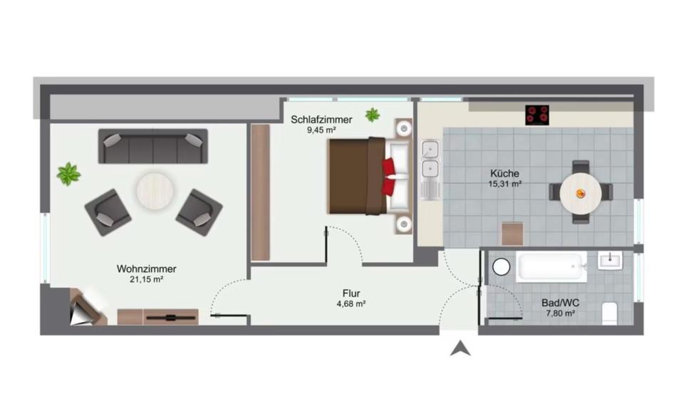 Dachgeschoßwohnung Bergkamen - 2 Zimmer, 58 m&sup2;, 530&euro; | Angebot:26517418