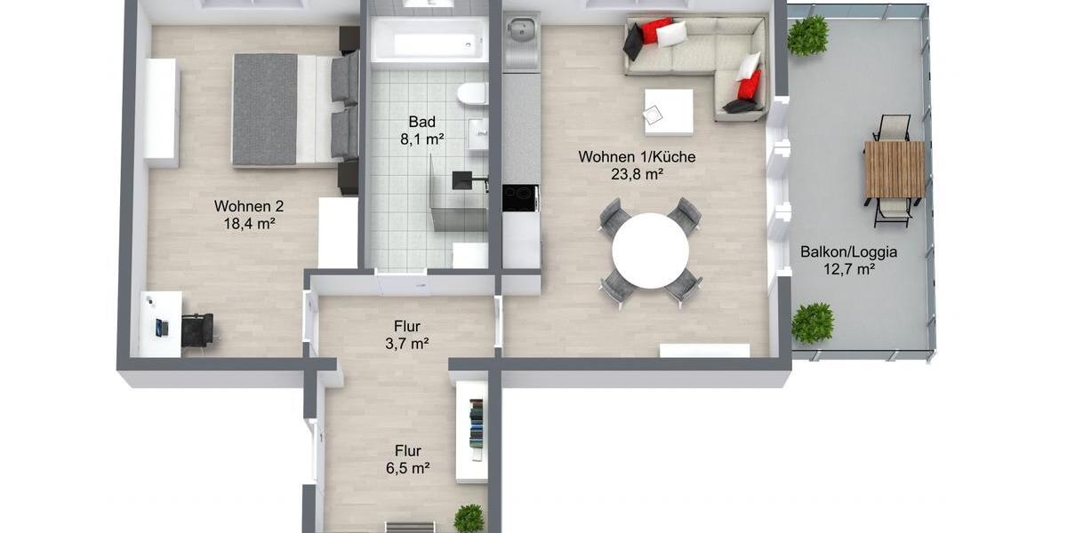 barrierearme 2-Raumwohnung mit Wohnküche und großzügigem Balkon WBS erforderlich 2 zimmer