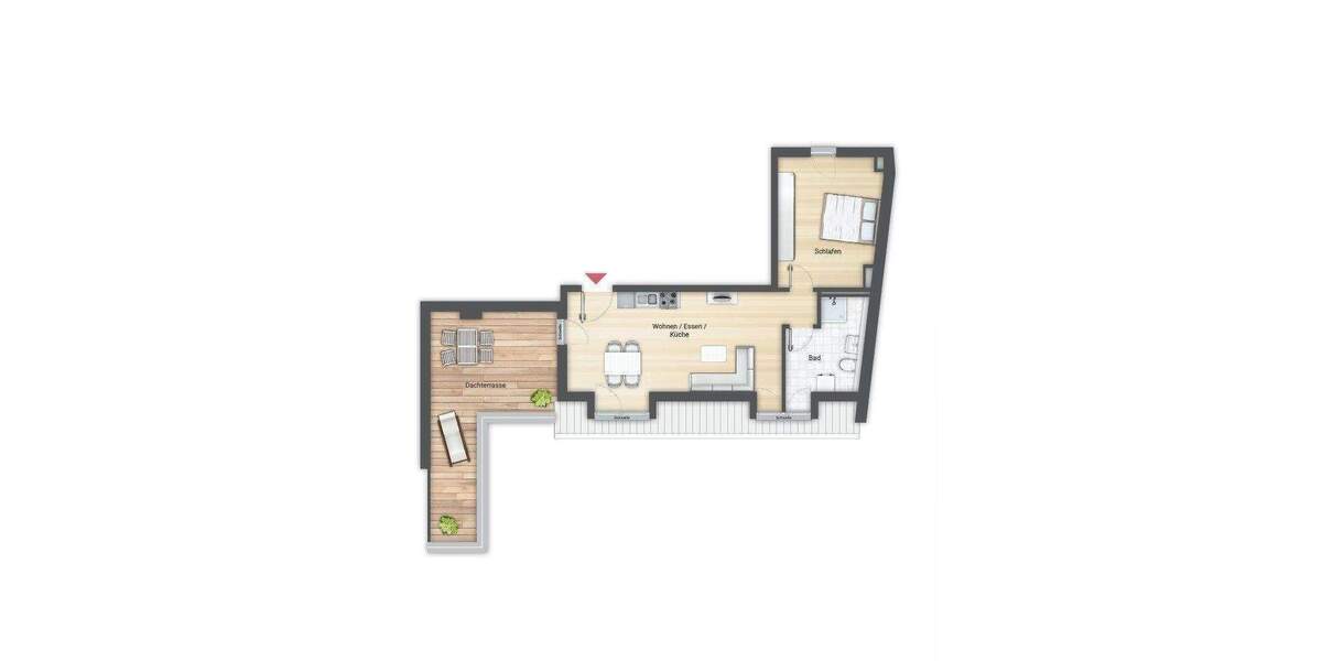 Moderne 2-Zimmer-Dachgeschoss-Wohnung mit Dachterrasse und EBK! 2 zimmer
