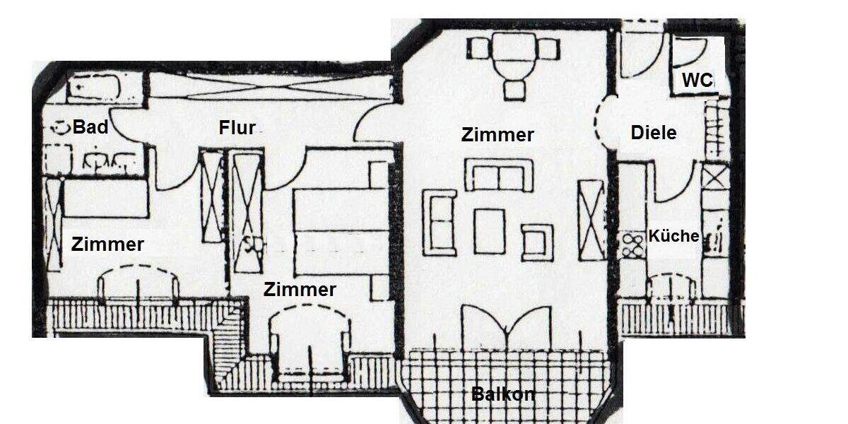 Etagenwohnung Frankfurt am Main Sachsenhausen - 3 Zimmer, 90 m&sup2;, 1.850&euro; | Angebot:26733538