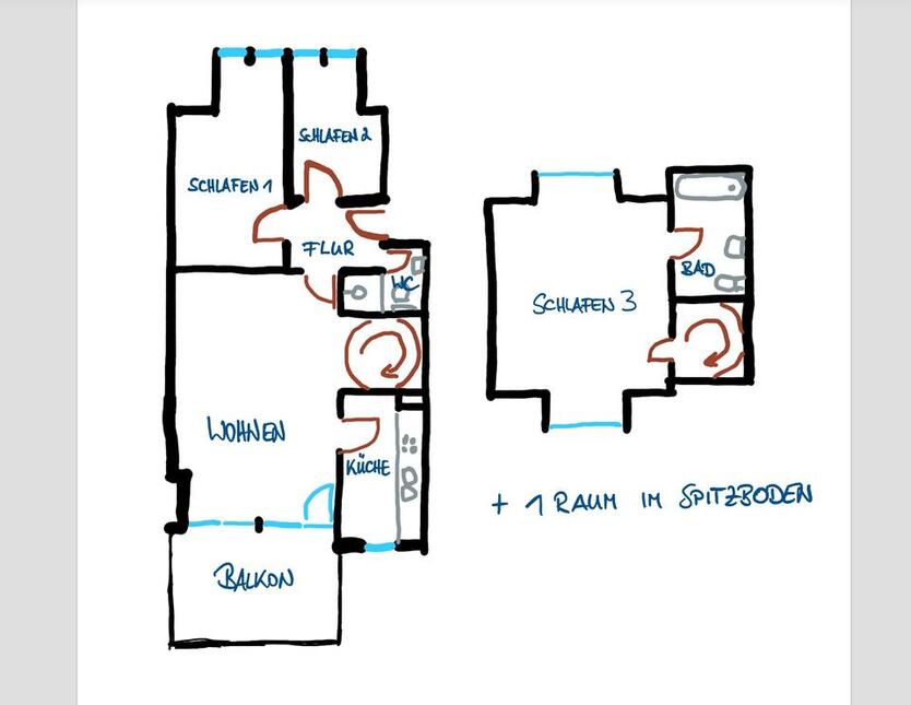 4 Zi.-Whg. in Sanitz mit Balkon nach West und Pkw-Stellplatz