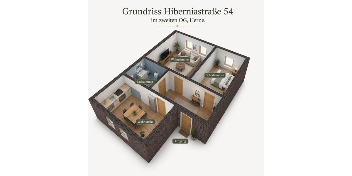 Etagenwohnung Herne - 2.5 Zimmer, 63 m&sup2;, 347&euro; | Angebot:26633955