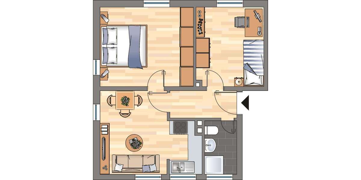 Etagenwohnung Bergkamen Overberge - 3 Zimmer, 49 m&sup2;, 389&euro; | Angebot:25539118