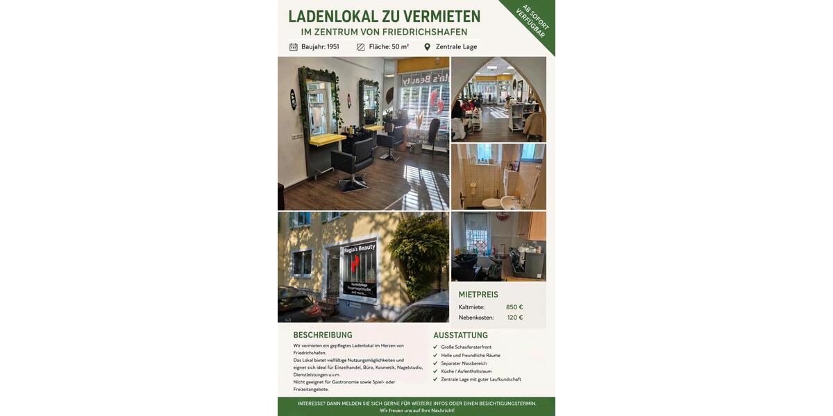 Gewerbeobjekt Friedrichshafen - 850&euro; | Angebot:26495307