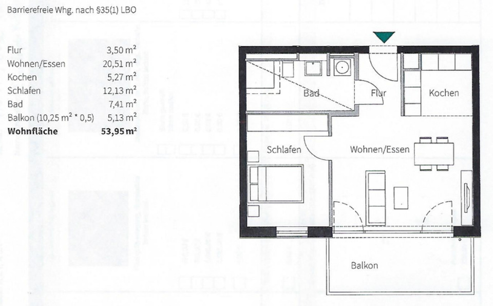 Erdgeschoßwohnung Eppelheim - 2 Zimmer, 54 m&sup2;, 1.080&euro; | Angebot:25842319