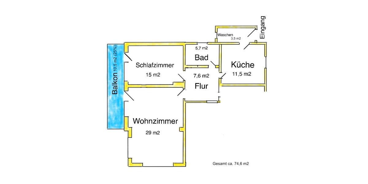 Erdgeschoßwohnung Marburg - 2 Zimmer, 74 m&sup2;, 746&euro; | Angebot:25230528