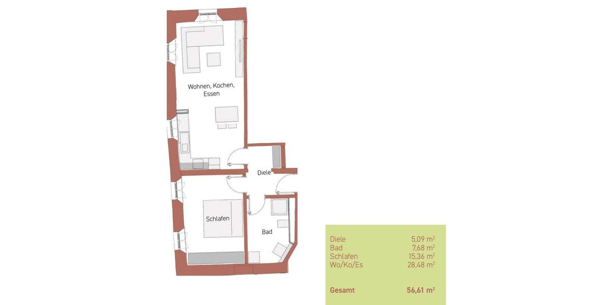 Etagenwohnung Pfreimd - 2 Zimmer, 57 m&sup2;, 680&euro; | Angebot:25414323