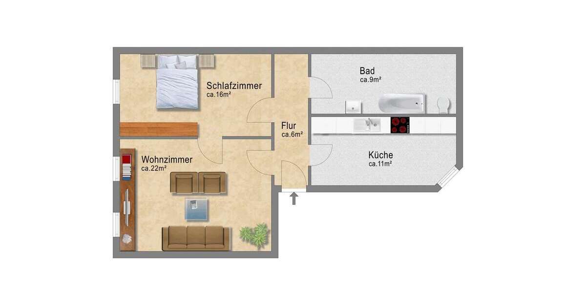 großzügige 2 Zimmer-Wohnung mit Einbauküche *in bester Lage* !!! 2 zimmer