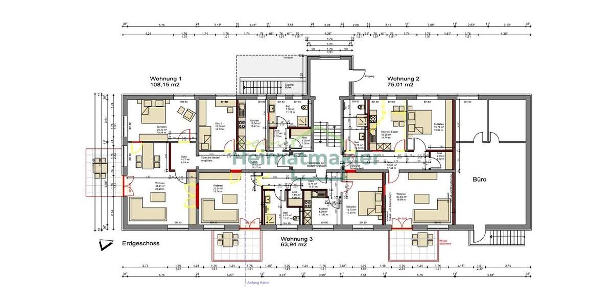 Erdgeschoßwohnung Hettstedt - 2 Zimmer, 64 m&sup2;, 555&euro; | Angebot:24520977
