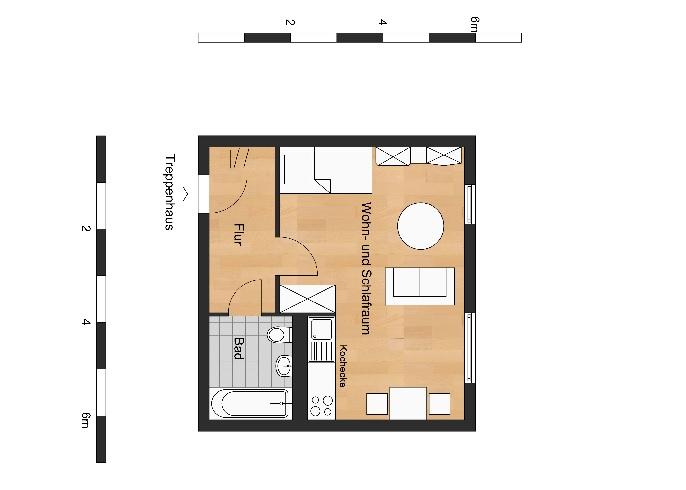 1-Raum-Wohnung im Stadtzentrum