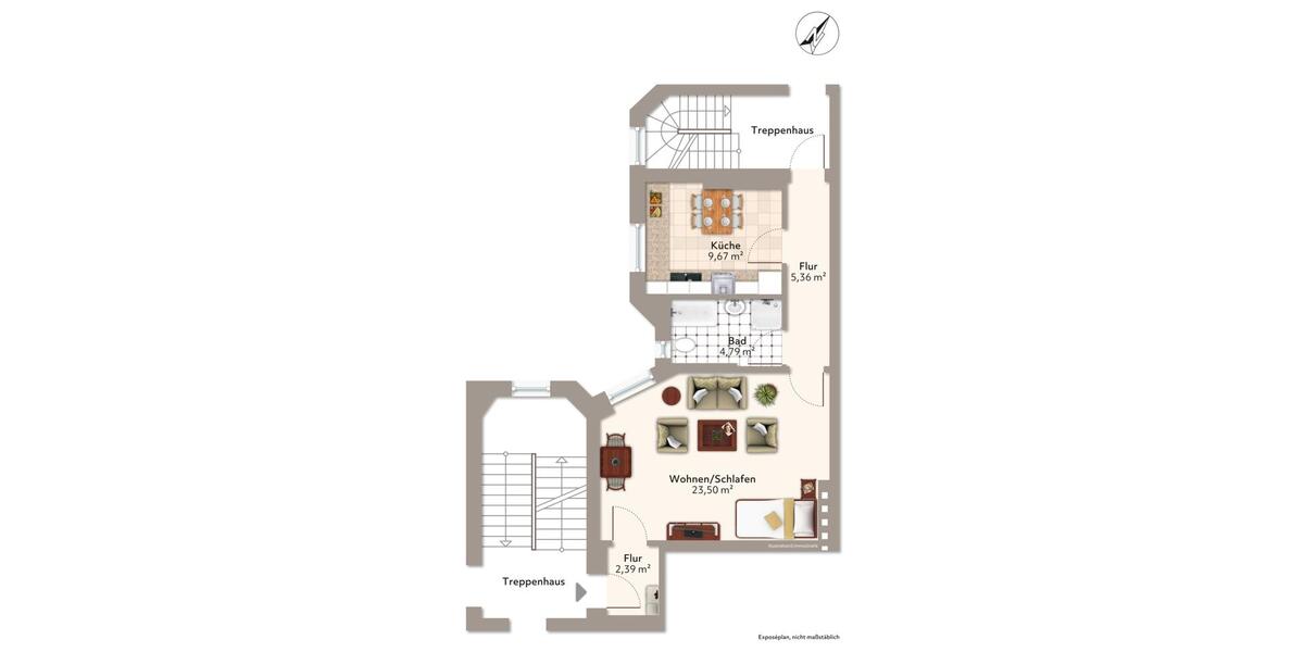 Etagenwohnung Magdeburg - 1 Zimmer, 48 m&sup2;, 408&euro; | Angebot:26084101
