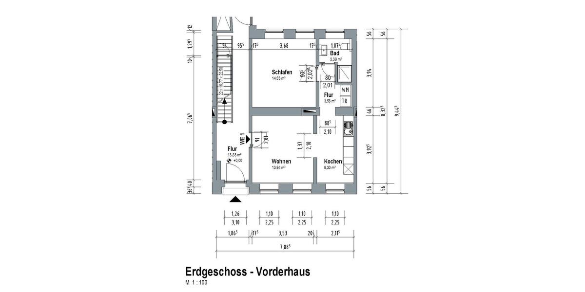 Erdgeschoßwohnung Krefeld - 2 Zimmer, 44 m&sup2;, 440&euro; | Angebot:26563165