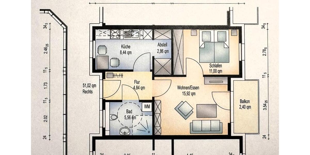 Etagenwohnung Grabow - 2 Zimmer, 51 m&sup2;, 615&euro; | Angebot:26618184