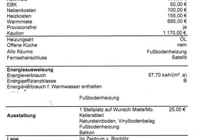 Wohnung Rochlitz - 2 Zimmer, 52 m&sup2;, 390&euro; | Angebot:26463608