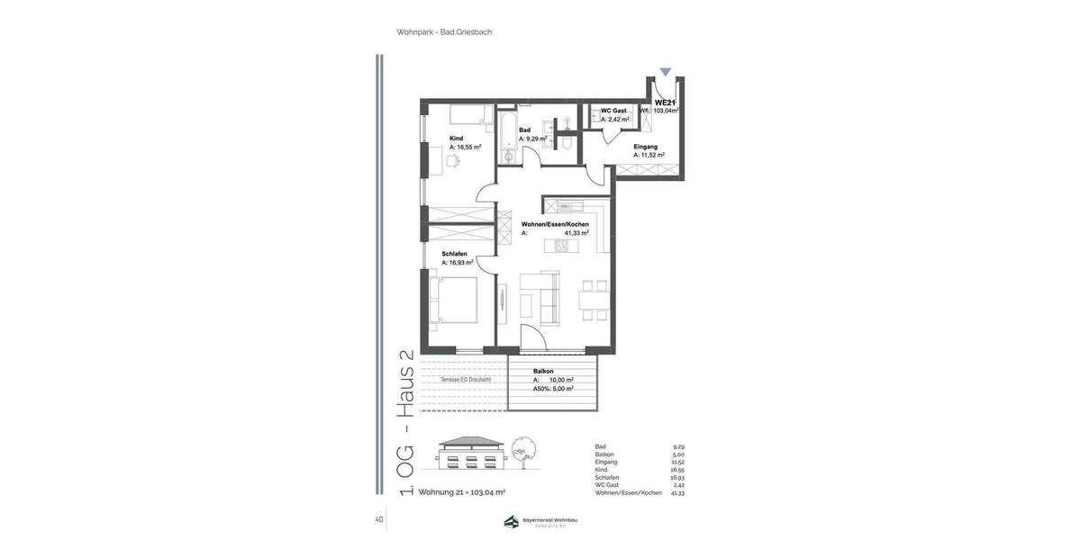 Etagenwohnung Bad Griesbach im Rottal Griesbach - 3 Zimmer, 103 m&sup2;, 1.170&euro; | Angebot:25670666