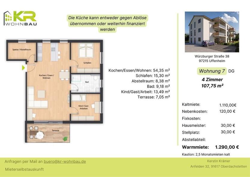 Helle NeubauWohnung im Dachgeschoss
