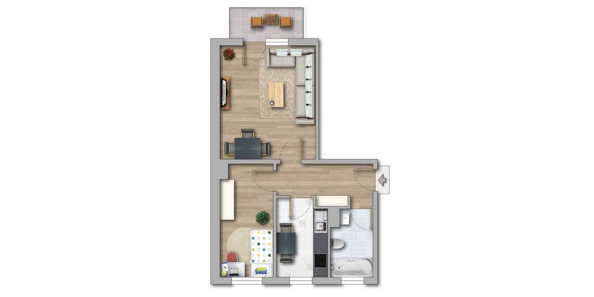 Etagenwohnung Merseburg Kötzschen - 2 Zimmer, 41 m&sup2;, 280&euro; | Angebot:26641667
