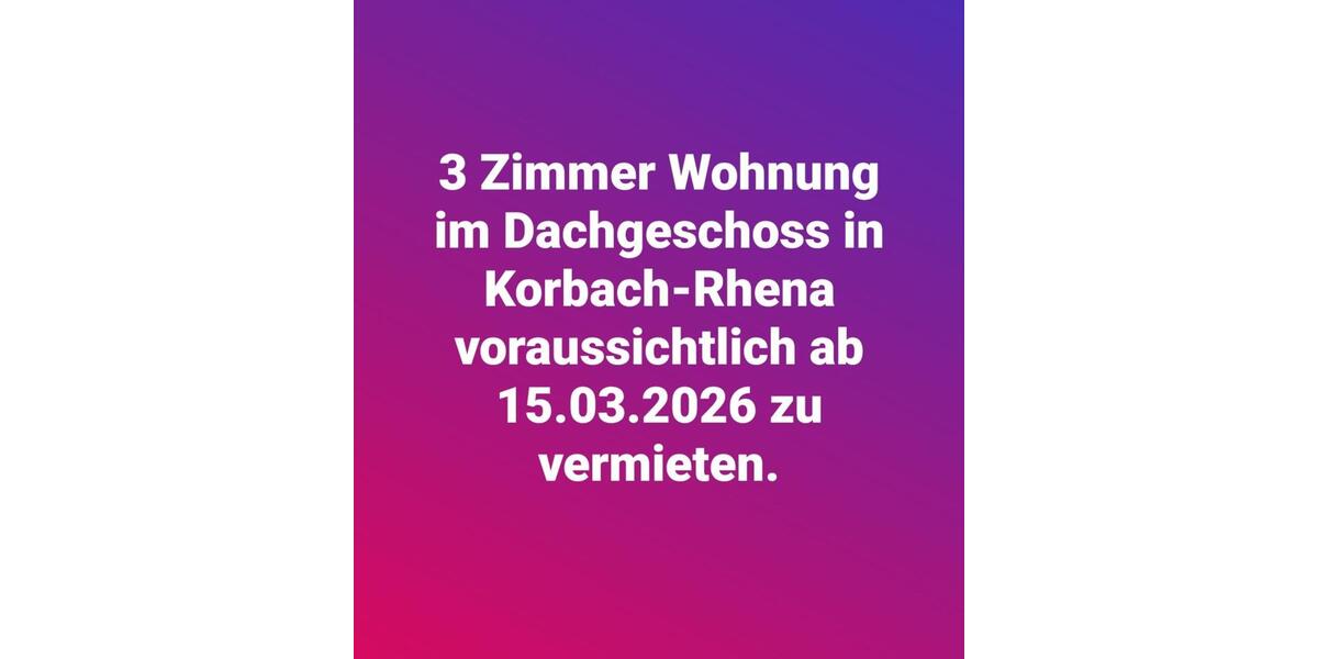 3 Zimmer Dachgeschoss Wohnung in Korbach-Rhena zu vermieten 3 zimmer