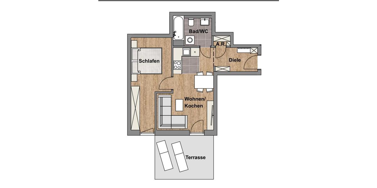 Zweizimmerwohnung in Neubau 2 zimmer