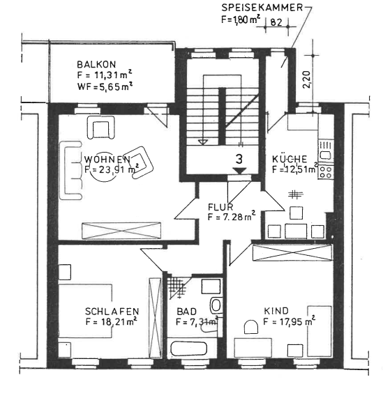 Tierparkseite-Debschwitz! Großzügige 3-Raum Wohnung mit großem Balkon! - Etagenwohnung Gera Debschwitz | Angebot:26145515