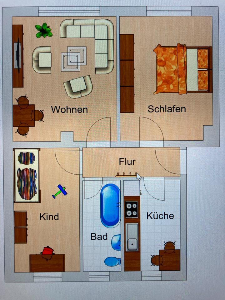 Ruhig gelegene 3-RaumWohnung Garage Gartennutzung