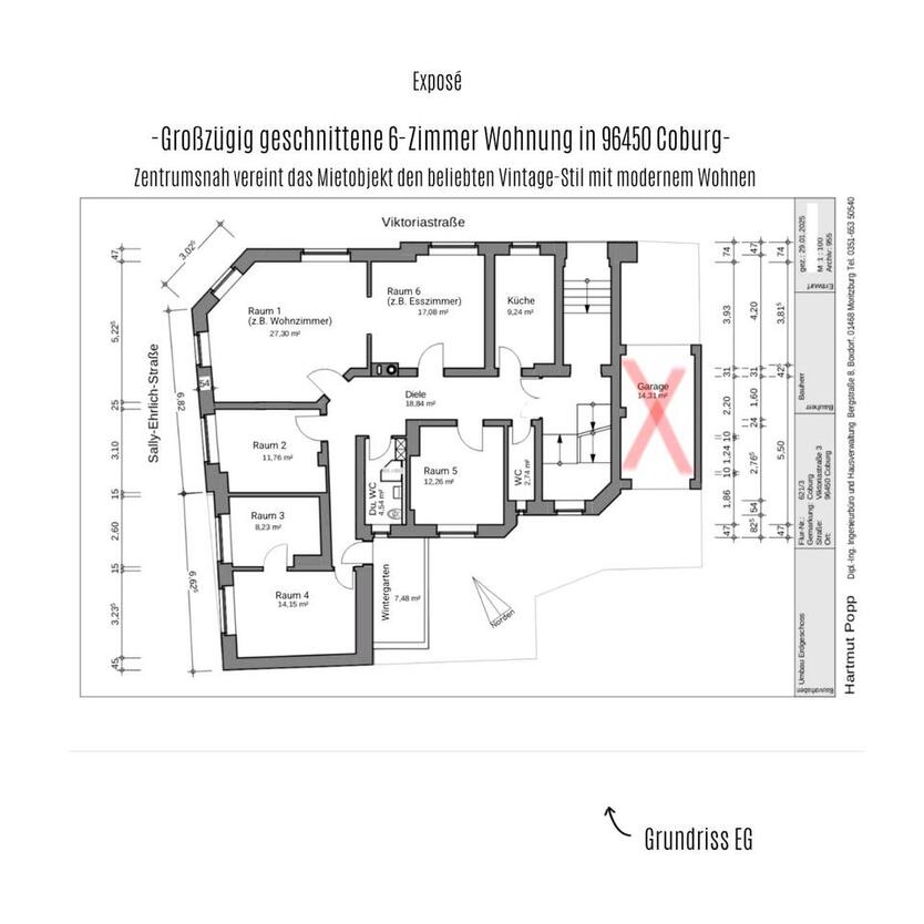 Großzügige 6-Zimmer Wohnung in 96450 Coburg