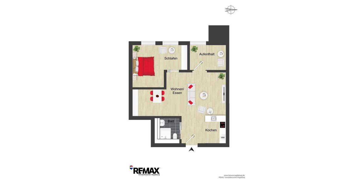 Etagenwohnung Magdeburg - 2 Zimmer, 77 m&sup2;, 1.224&euro; | Angebot:26458957