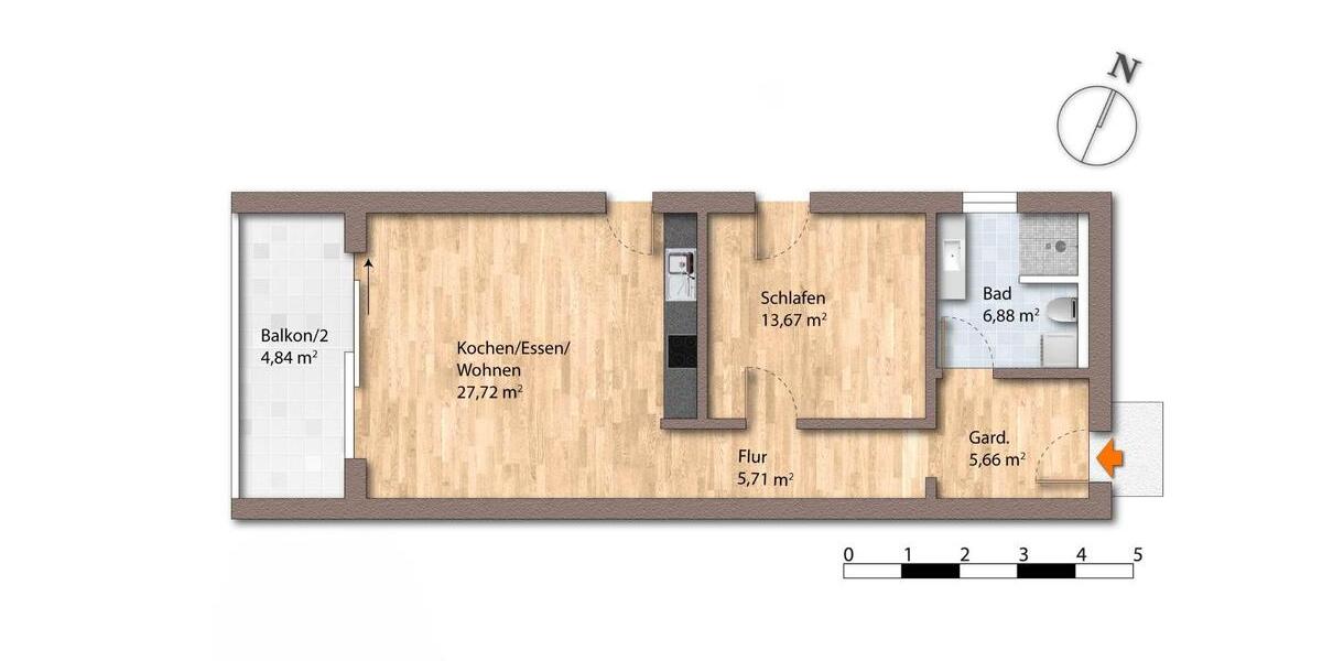 Erdgeschoßwohnung Waldkirchen - 2 Zimmer, 64 m&sup2;, 710&euro; | Angebot:26611728