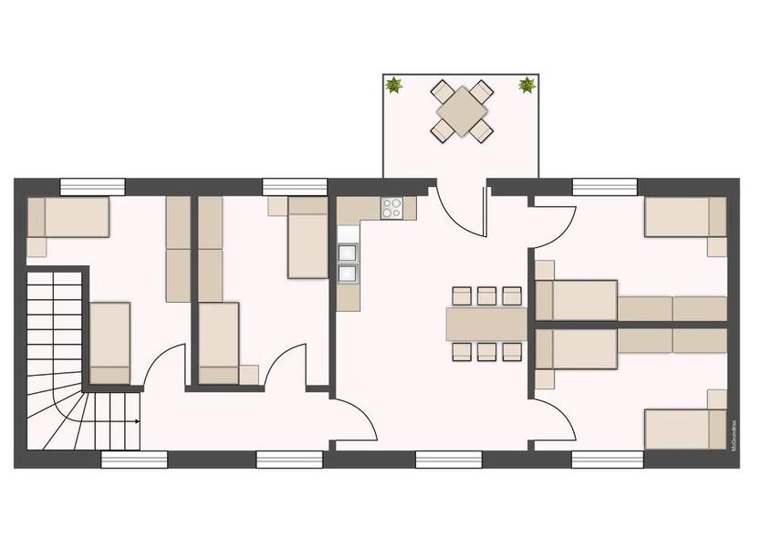 Monteurunterkunft mit 4 Schlafzimmern, 8 Betten, 2 Bäder zimmer