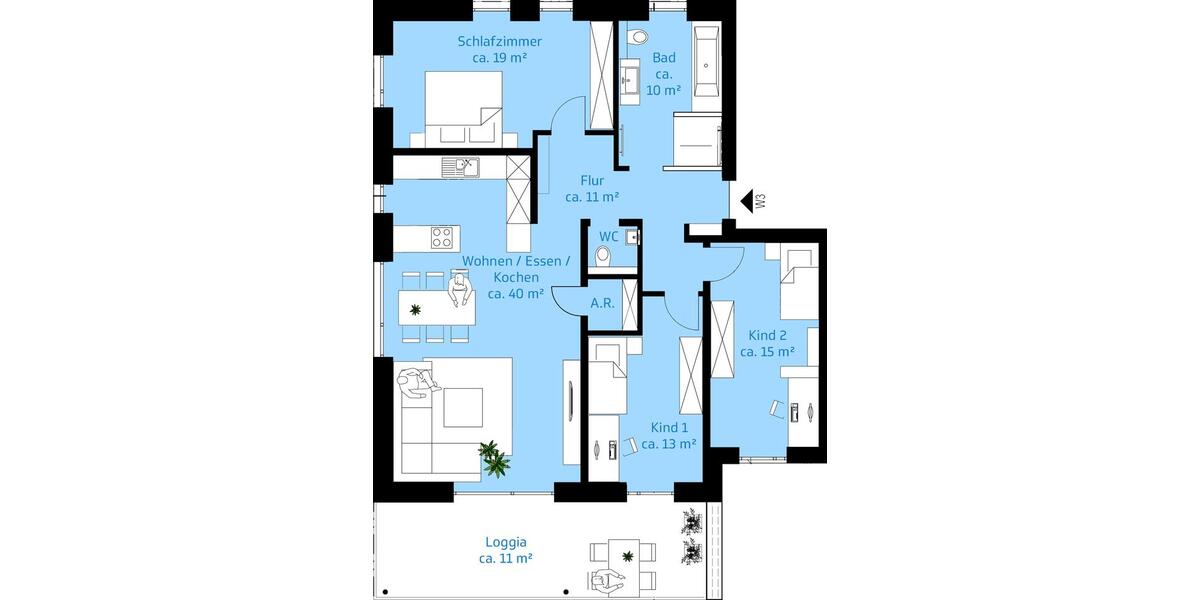 Etagenwohnung Verl - 4 Zimmer, 123 m&sup2;, 1.540&euro; | Angebot:24794421
