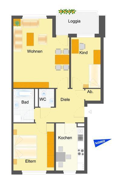 3-Zimmer-Wohnung mit Aussicht in Reislingen SW zimmer
