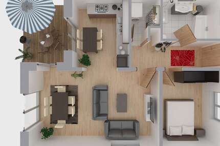 Wohnung zum Mieten in Hamburg 1.170 € 68.84 m² 2 zimmer