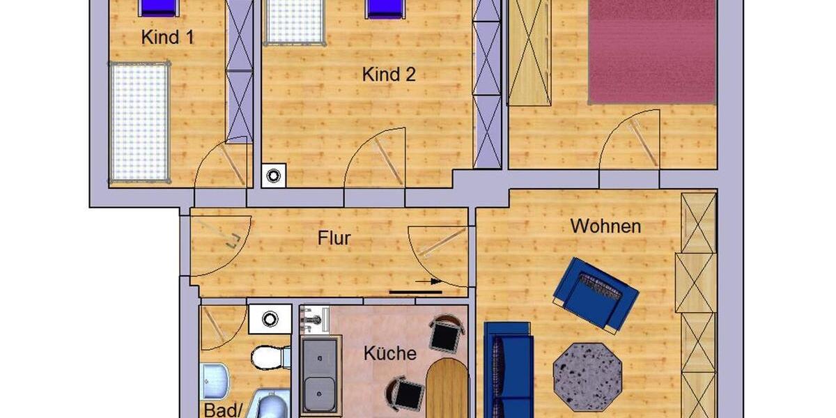 Erdgeschoßwohnung Frankenberg (Sachsen) - 4 Zimmer, 65 m&sup2;, 357&euro; | Angebot:25783838