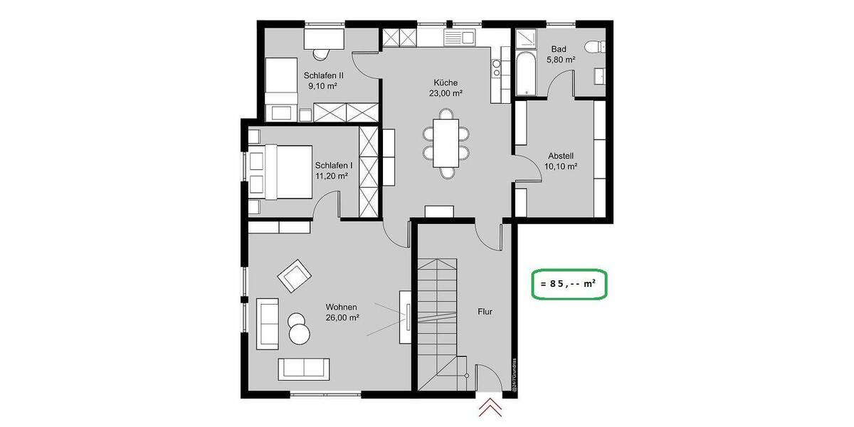 Etagenwohnung Northeim Bühle - 3 Zimmer, 85 m&sup2;, 468&euro; | Angebot:26187623
