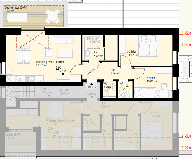 Schicke Neubauwohnung im Dachgeschoss 3 zimmer