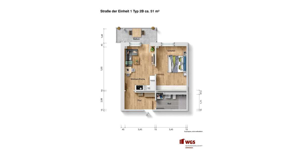 Wohnung zum Mieten in Sömmerda 602 € 51 m² 2 zimmer