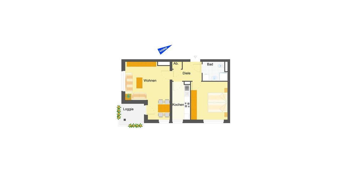 Etagenwohnung Wolfsburg Almke - 2 Zimmer, 57 m&sup2;, 455&euro; | Angebot:26698895