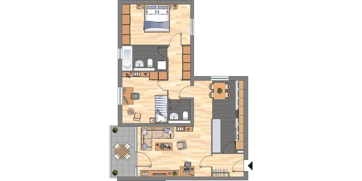 Etagenwohnung Wuppertal Gemarkung Vohwinkel - 3 Zimmer, 77 m&sup2;, 629&euro; | Angebot:26586844