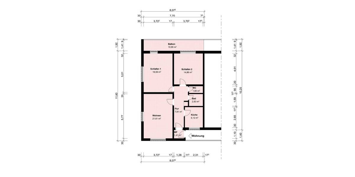 Etagenwohnung Gernsbach - 3 Zimmer, 80 m&sup2;, 950&euro; | Angebot:26807066