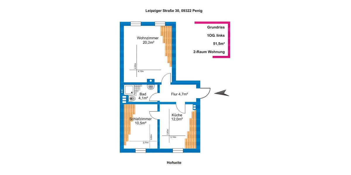 2-Raum Wohnung, provisionsfrei, 1.OG, renoviert 2 zimmer