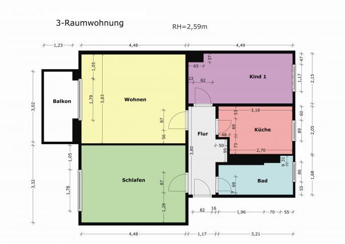 Etagenwohnung Oschersleben (Bode) - 3 Zimmer, 60 m&sup2;, 363&euro; | Angebot:26453489