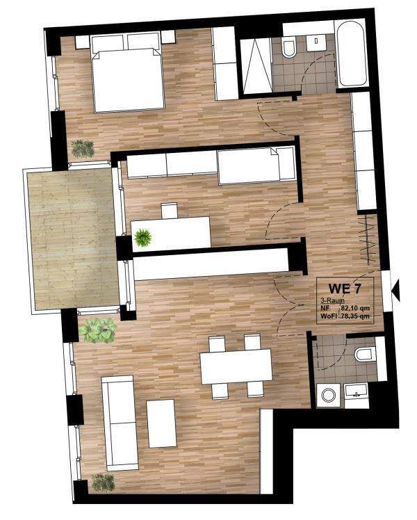 Moderne 3-Raumwohnung mit Balkon in der Südvorstadt 3 zimmer