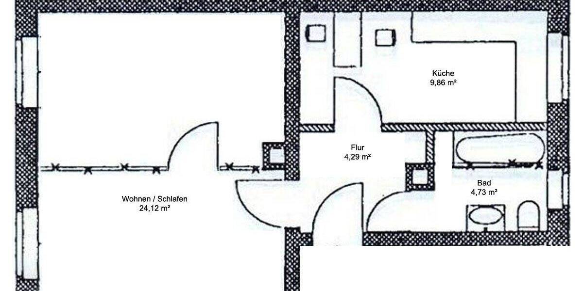 Etagenwohnung Dresden Briesnitz - 2 Zimmer, 43 m&sup2;, 360&euro; | Angebot:26731039